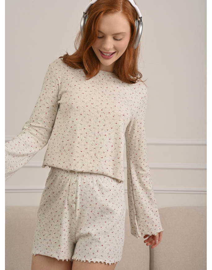 Женская пижама из трикотажа пуантель с вышивкой (Арт. 5257TQP)